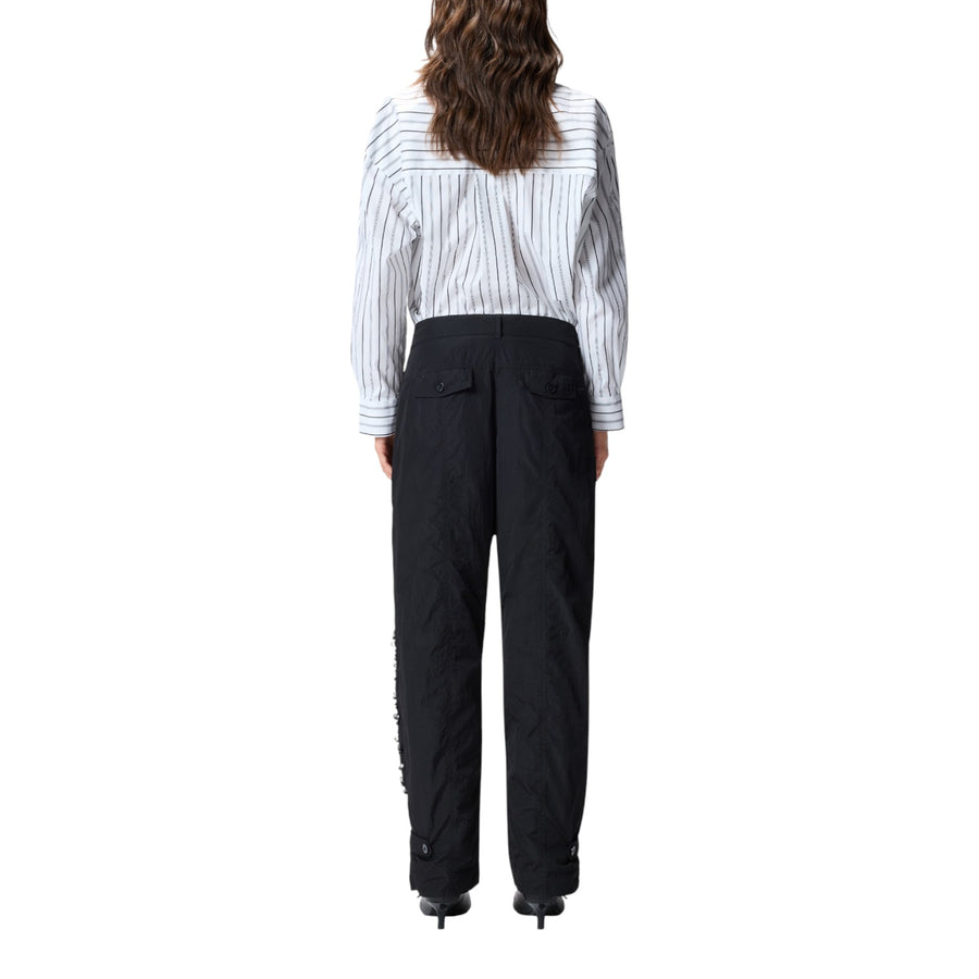 Pantaloni donna decorati con cintura a contrasto