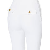 Pantaloni donna  cropped in crêpe con placca logo