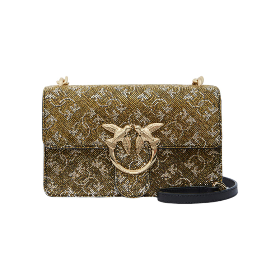 Borsetta a tracolla Mini Love Bag in pelle con strass Monogram