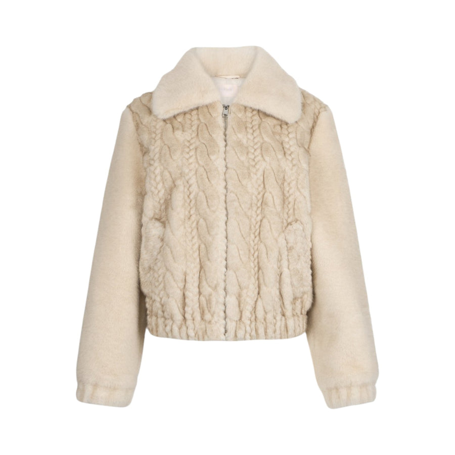Bomber donna in teddy con trecce