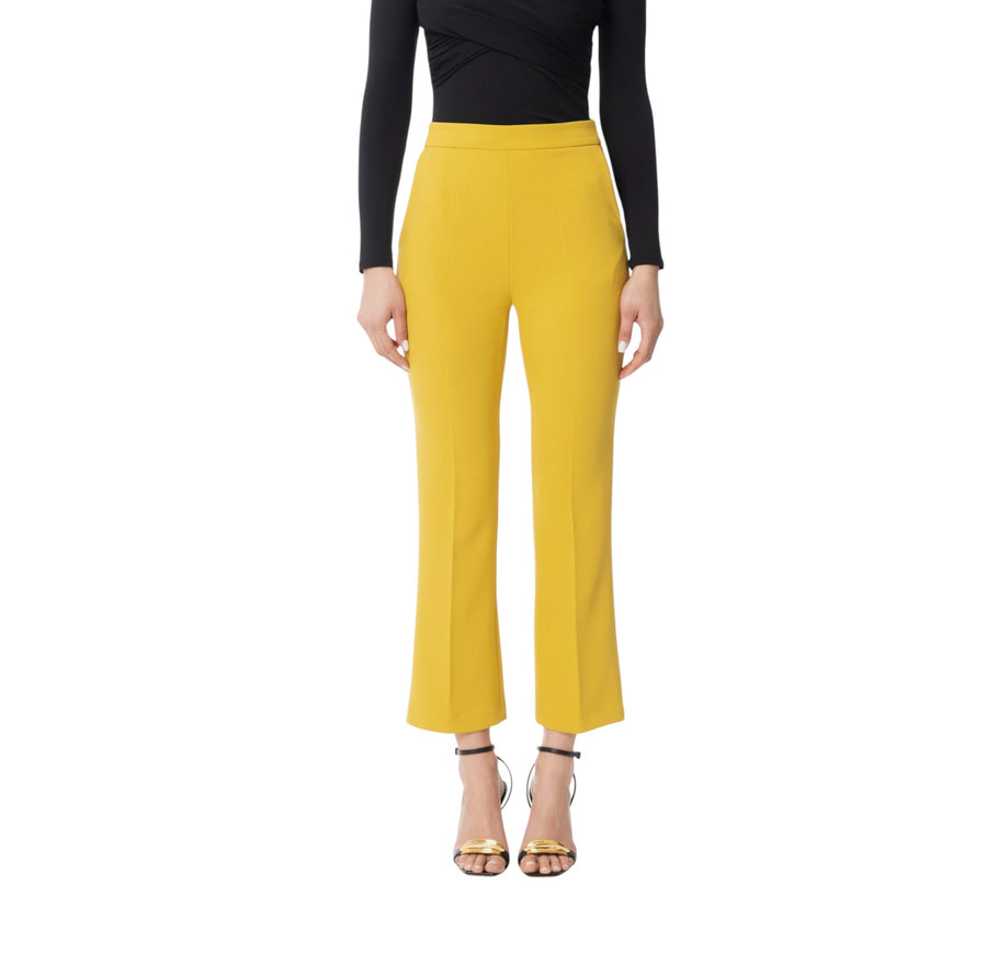 Pantaloni donna  cropped in crêpe con placca logo