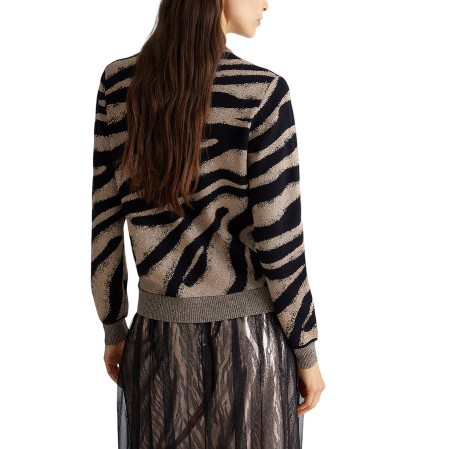 Cardigan donna jacquard con zip