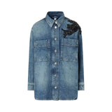 Camicia donna di jeans ricamata