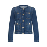 Giacca donna in denim con bottoni logati