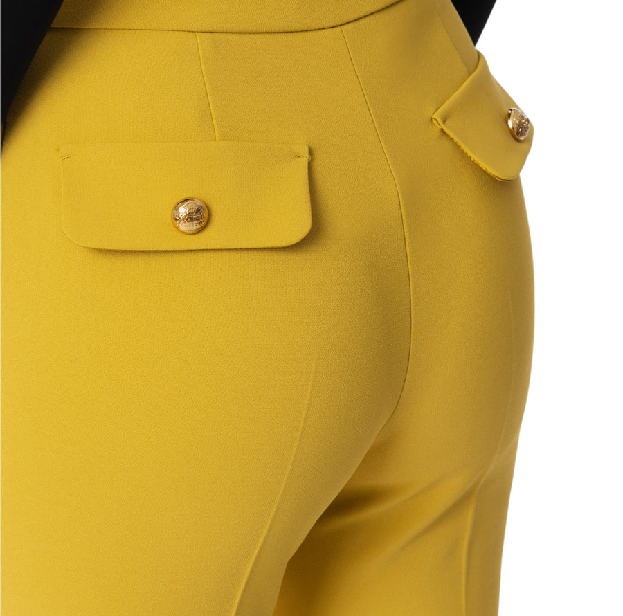Pantaloni donna  cropped in crêpe con placca logo