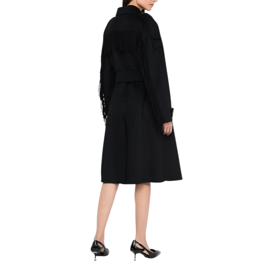 Trench donna in lana con frange