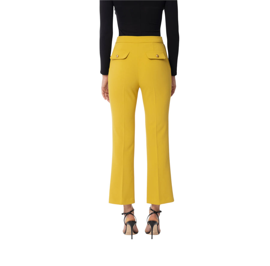 Pantaloni donna  cropped in crêpe con placca logo
