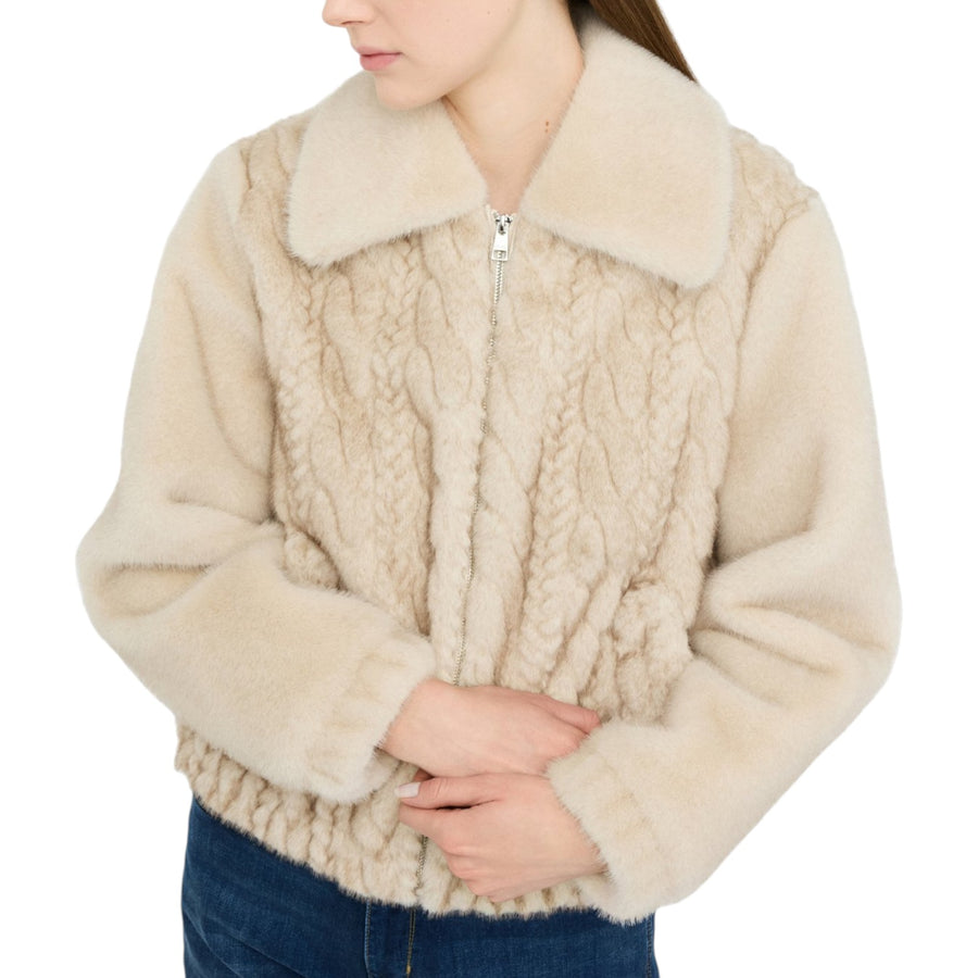 Bomber donna in teddy con trecce