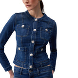 Giacca donna in denim con bottoni logati