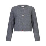 Cardigan donna in lana con bottoni gioiello