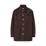 Camicia donna di jeans ricamata