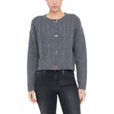 Cardigan donna in lana con bottoni gioiello