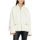 Caban donna in lana con frange