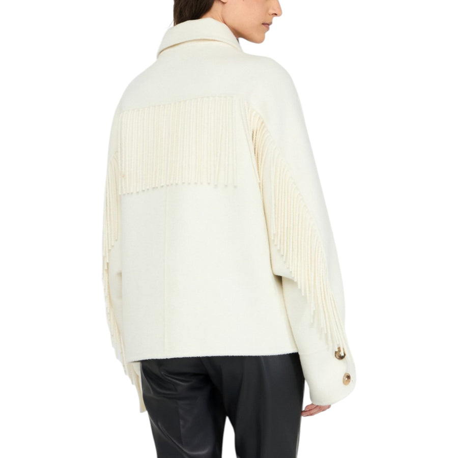 Caban donna in lana con frange