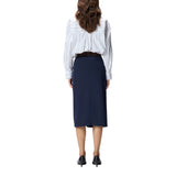 Gonna donna corta asimmetrica in tessuto tecnico con cintura