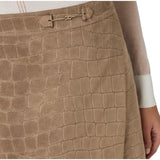 Minigonna donna in suede con stampa alligatore