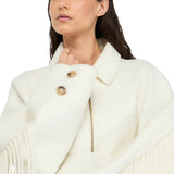 Caban donna in lana con frange