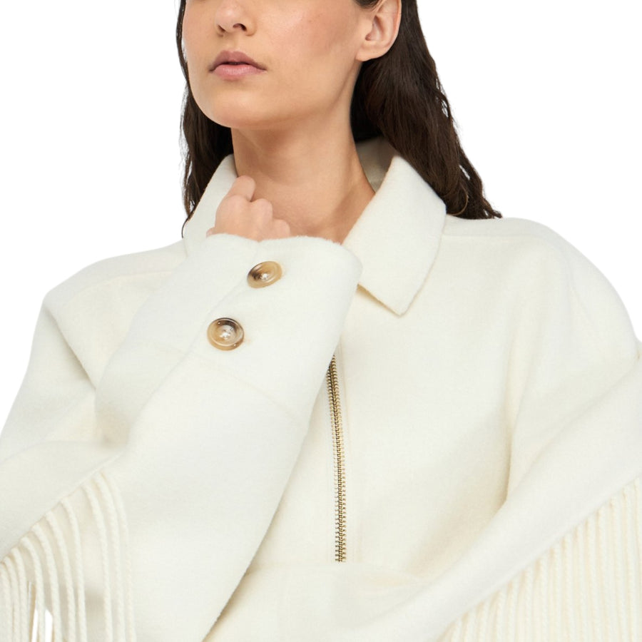 Caban donna in lana con frange