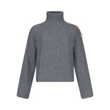 Dolcevita donna in lana con bottoni gioiello