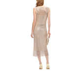 Abito donna midi effetto rete con strass