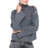 Dolcevita donna in lana con bottoni gioiello