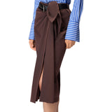 Gonna donna corta asimmetrica in tessuto tecnico con cintura