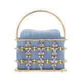 Cofanetto donna oro in tessuto jeans