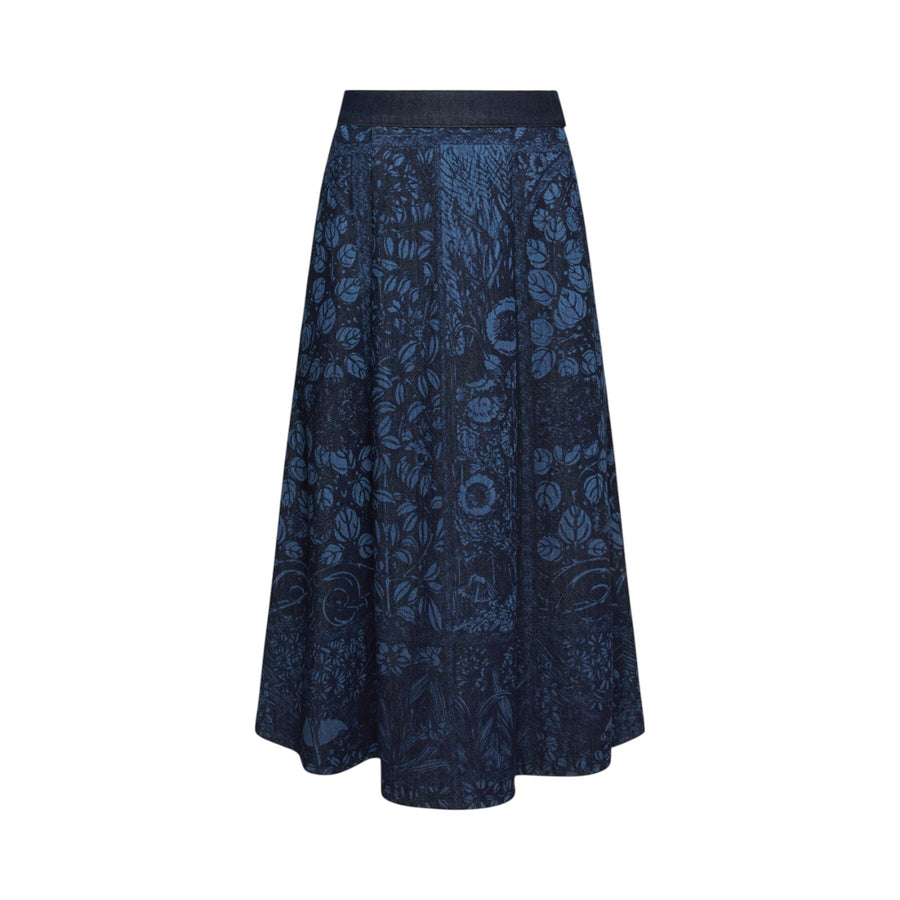 Gonna donna midi in denim laserato