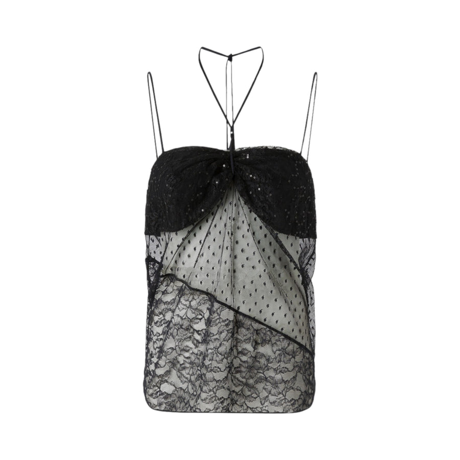 Top donna in pizzo effetto patchwork
