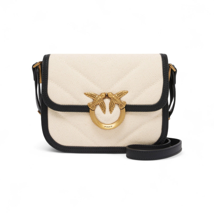 Borsa donna a spalla piccola squadrata Love Bag in canvas e pelle