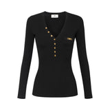 Maglia donna a costine con taschino