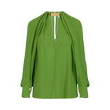 Blusa donna in georgette di viscosa con dettaglio gioiello