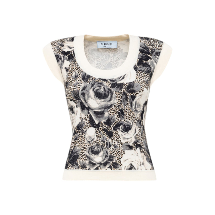 Top donna in maglia stampata