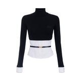 Maglia donna in viscosa e popeline di cotone