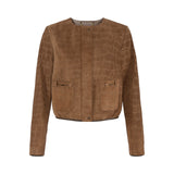 Giacca donna in suede con stampa alligatore