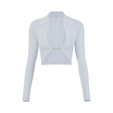 Maglia donna a costine con dettaglio gioiello