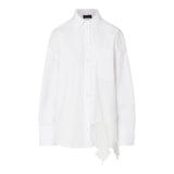 Camicia donna in popeline con pizzo