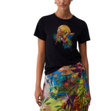T-shirt donna con stampa e applicazioni