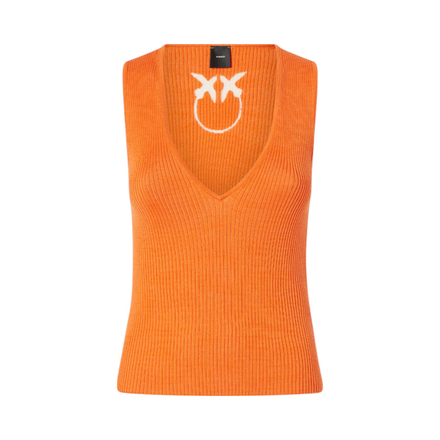 Top donna smanicato costine misto seta