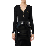 Maglia donna a costine con taschino