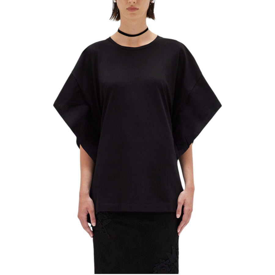 T-shirt donna in cotone con pizzo