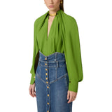 Blusa donna in georgette di viscosa con dettaglio gioiello