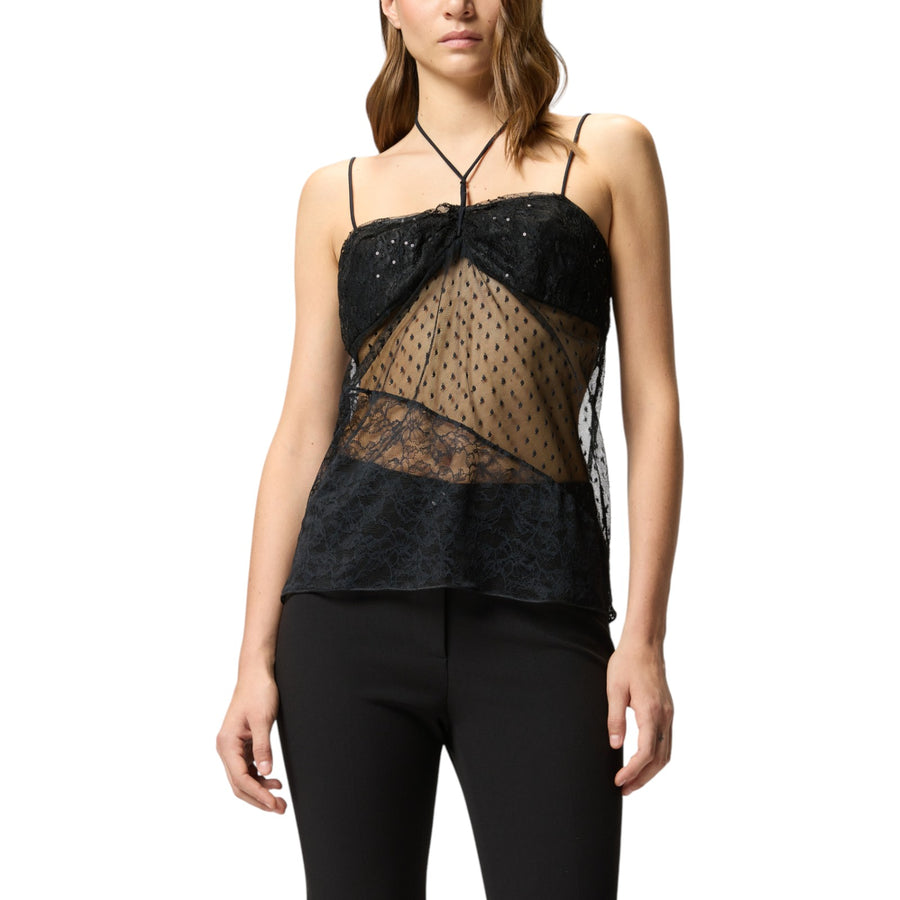 Top donna in pizzo effetto patchwork
