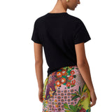 T-shirt donna con stampa e applicazioni