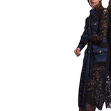 Chemisier donna con cintura di pizzo ricamata