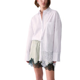 Camicia donna in popeline con pizzo