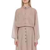 Camicia donna oversize in voile di lana