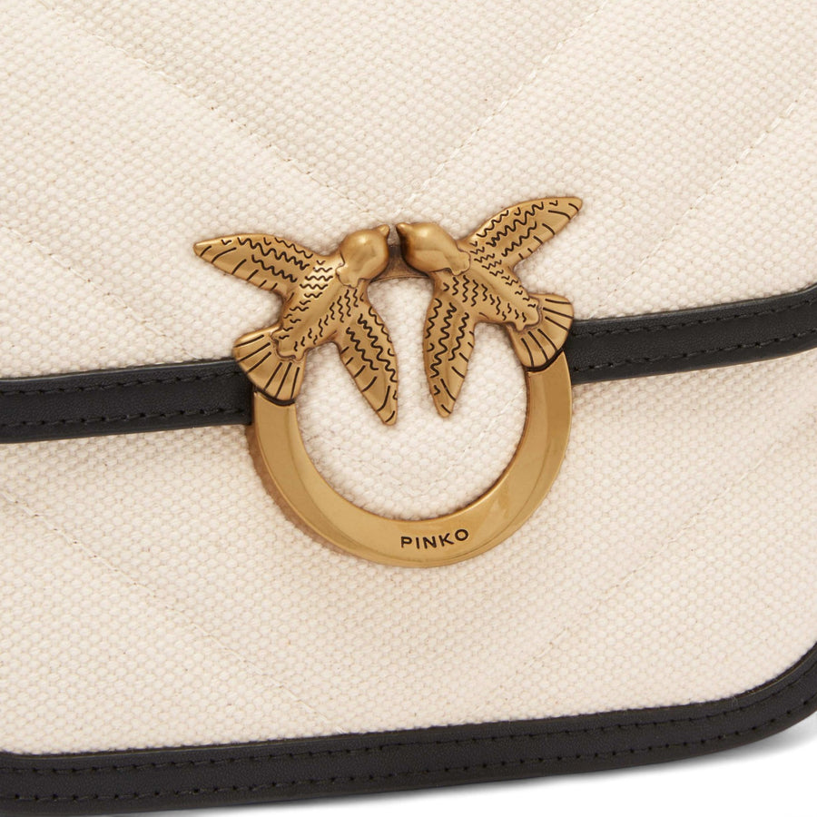 Borsa donna a spalla piccola squadrata Love Bag in canvas e pelle