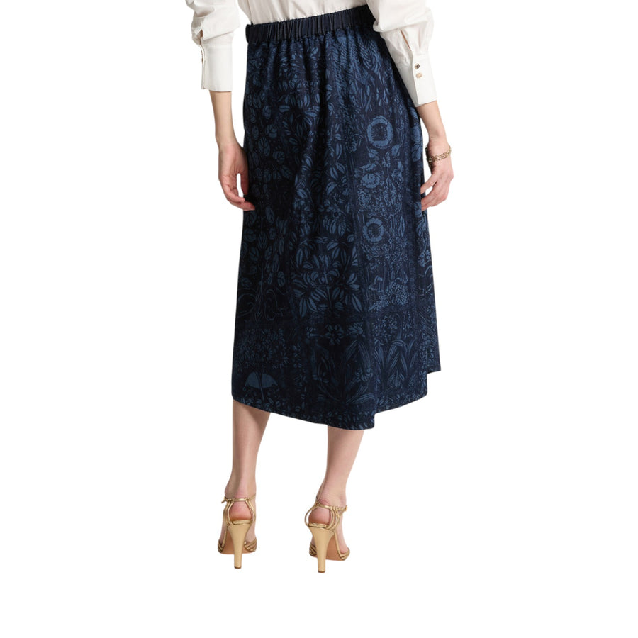 Gonna donna midi in denim laserato
