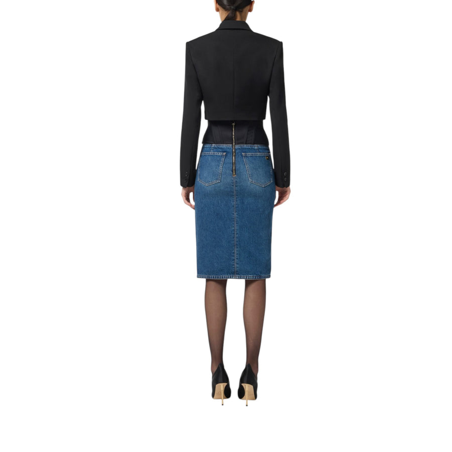 Gonna donna in denim e neoprene